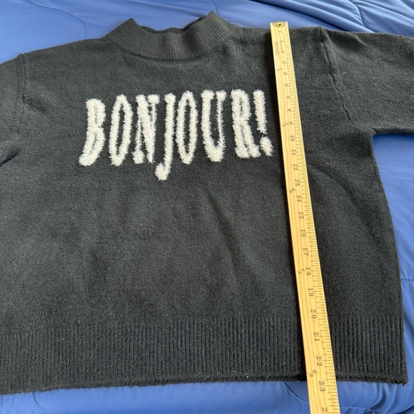 A New Day Black “Bonjour!”Sweater, Size L - Picture 7 of 7